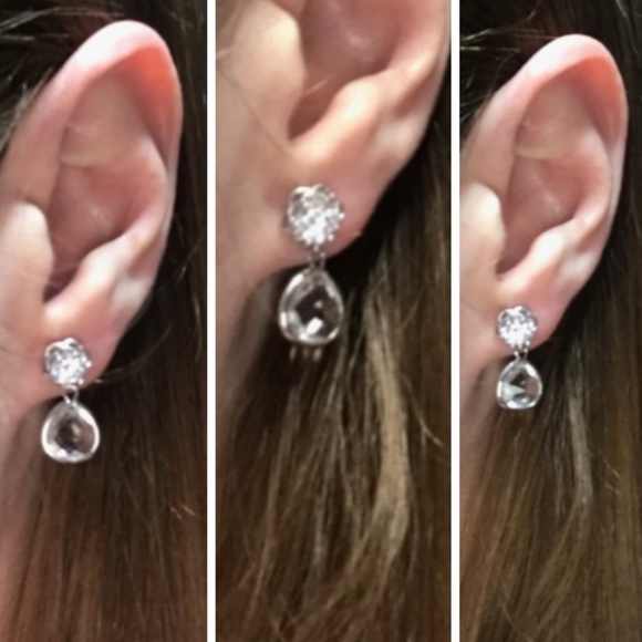 Daphne Bridgerton Cubic Zirconia Flower Stud Teardrop Handmade Replica Earrings - Picture 3 of 14